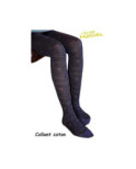 collant coton dentelle fleurie prune