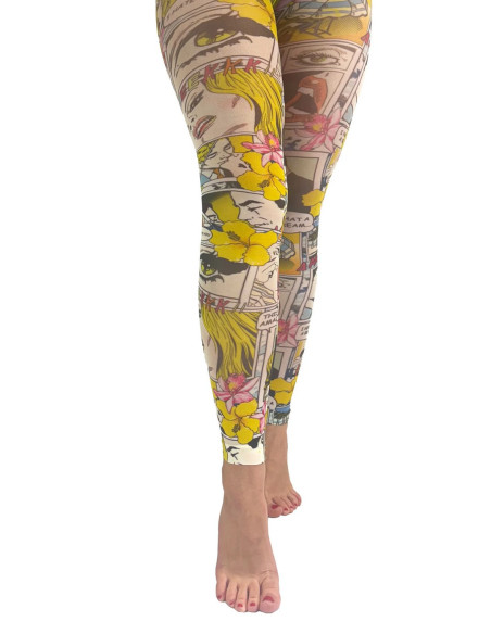 Collant-Pamela-Mann--sans-pieds-imprimé-paradise-avant-détail