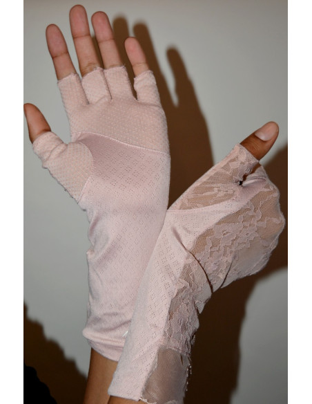 Mitaines-dentelle-lyocell-d-été-rafraichissante-anti-uv-rosé-détail-picot