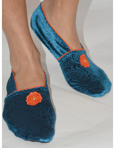 chaussons-tissu-imprimé-de-voyage-ixli-les-petits-caprices-flor-ORANGE-face-3-quart