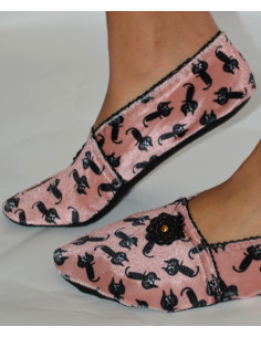 chaussons-tissu-imprimé-de-voyage-ixli-les-petits-caprices-miaou-rose-profil