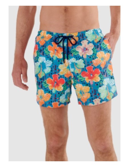 Caleçon-de-bain-HOM-Dino-Tuquoise-print-avant