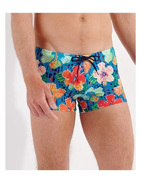 Boxer-de-bain-HOM-Dino-turquoise-print-profil