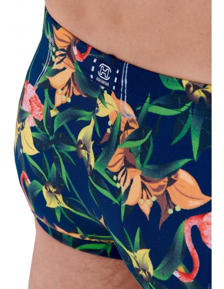 Boxer-de-bain-HOM-Flamingo-Bleu-détail-dos