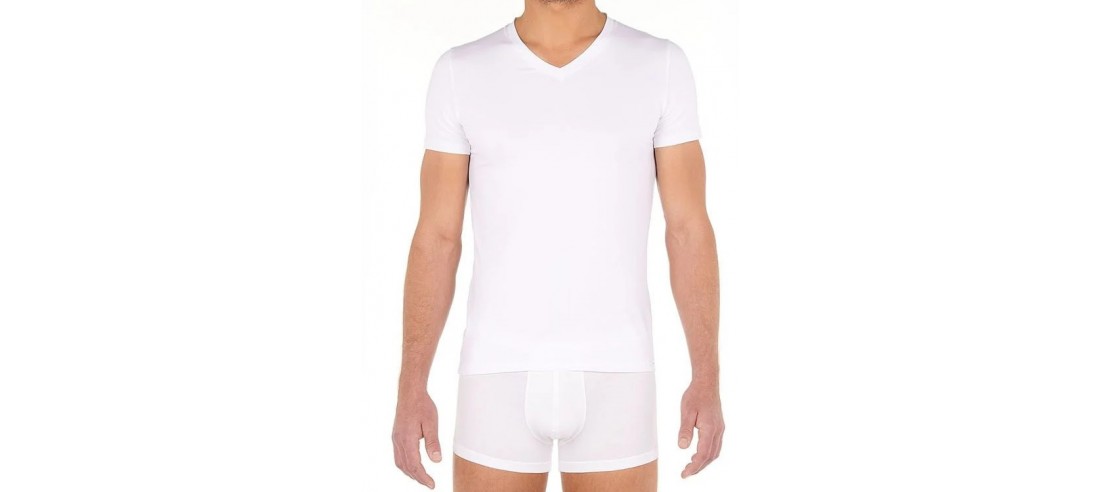 T shirt Col V Hom coton modal