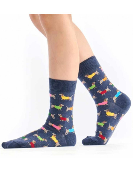 Chaussettes-Coton-pom-de-pin-bleu-tekel-multi-femme