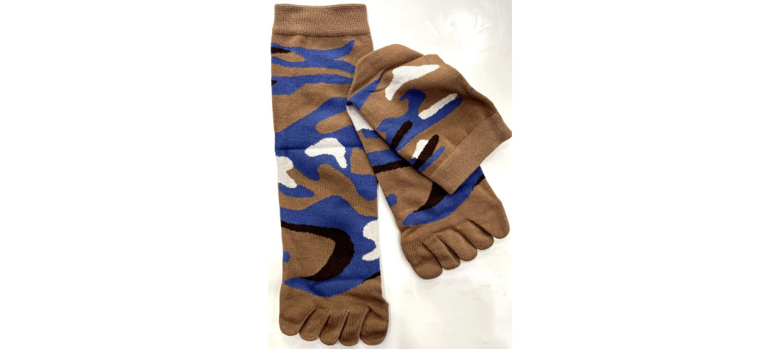 chaussettes-coton-5-doigts-tendance-camouflage-marron
