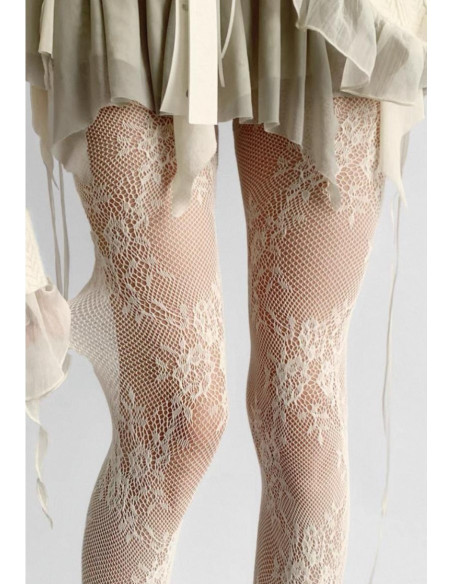 Collants-Les-petits-caprices-Dentelle-Roses-guirlandes-chics-ivoire-détail