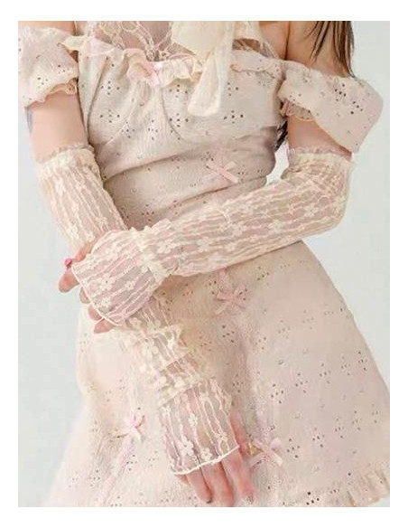 Mitaines longues Dentelle  Œillets chics