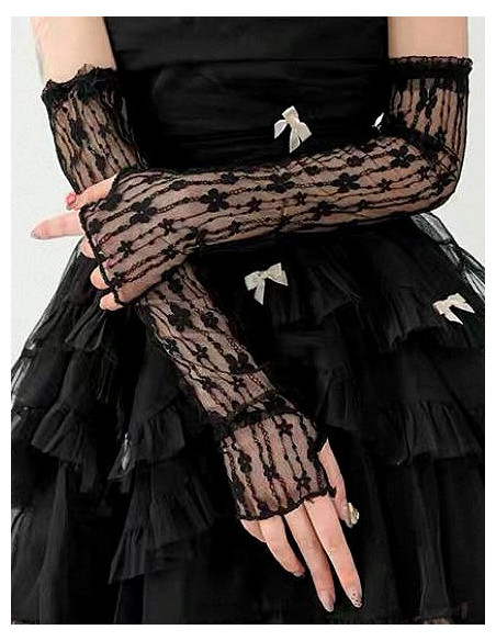 Mitaines longues Dentelle  Œillets chics