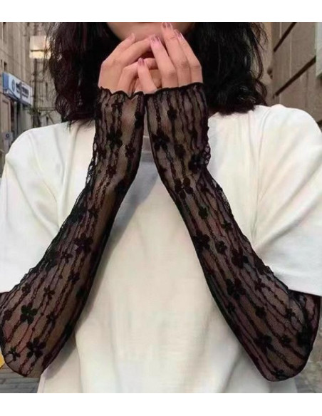 Mitaines longues Dentelle  Œillets chics