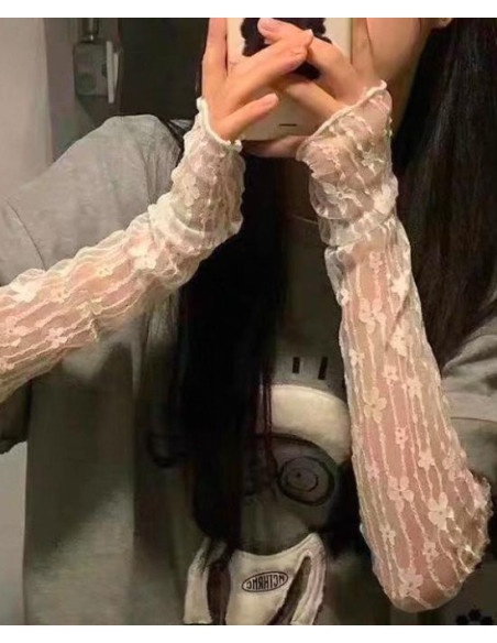 Mitaines longues Dentelle  Œillets chics