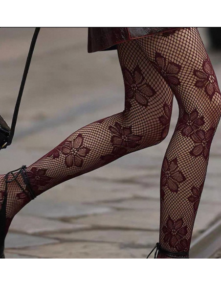 Collants-Les-petits-caprices-Dentelle-large-fleurs-bordeaux-profil-détail