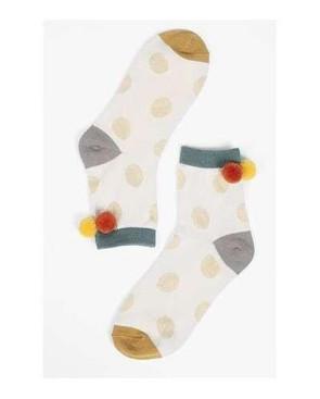  Chaussettes Pois Subtils et pompoms corde détail