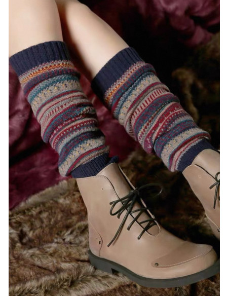 Guêtres-laine-acrylique-norvégienne-tendance-bleu