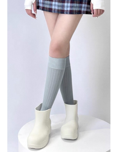 Mi-bas-COTON-fin-cotes-chics-Gris