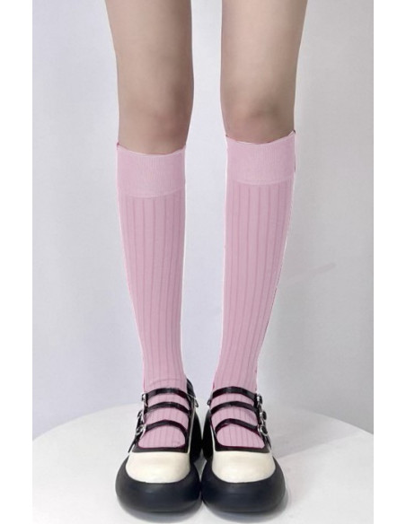 Mi-bas-COTON-fin-cotes-chics-rose-antique