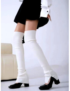 Guêtres-fines-cotes-classique-Gris-boutonnées 2