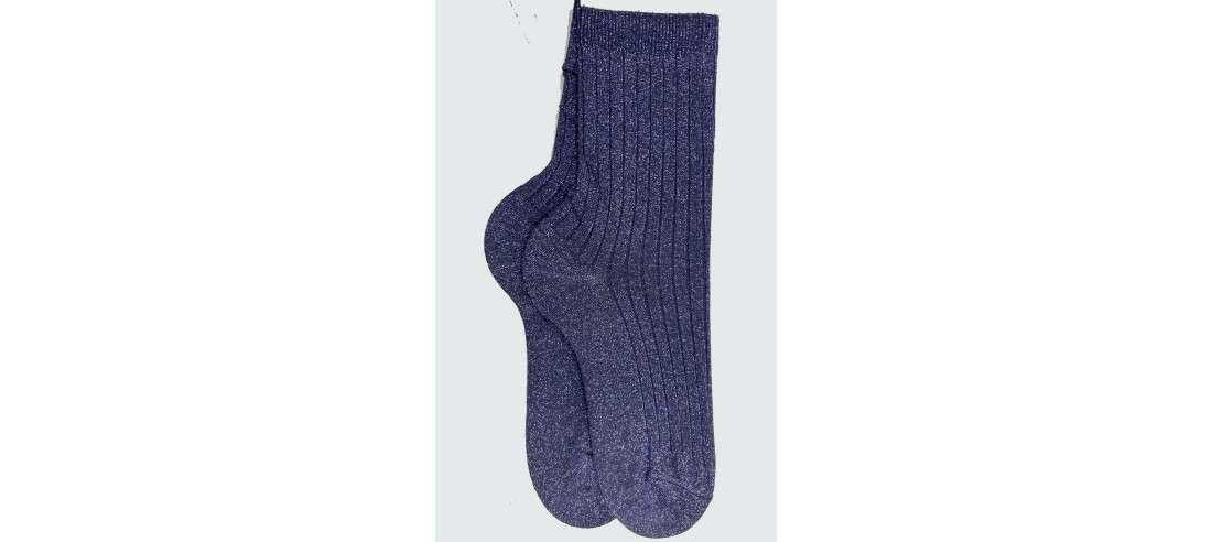 Chaussettes-coton-lurex-cotes-chics-Bleu-marine