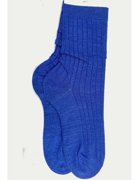 Chaussettes-coton-lurex-cotes-chics-Bleu-royal