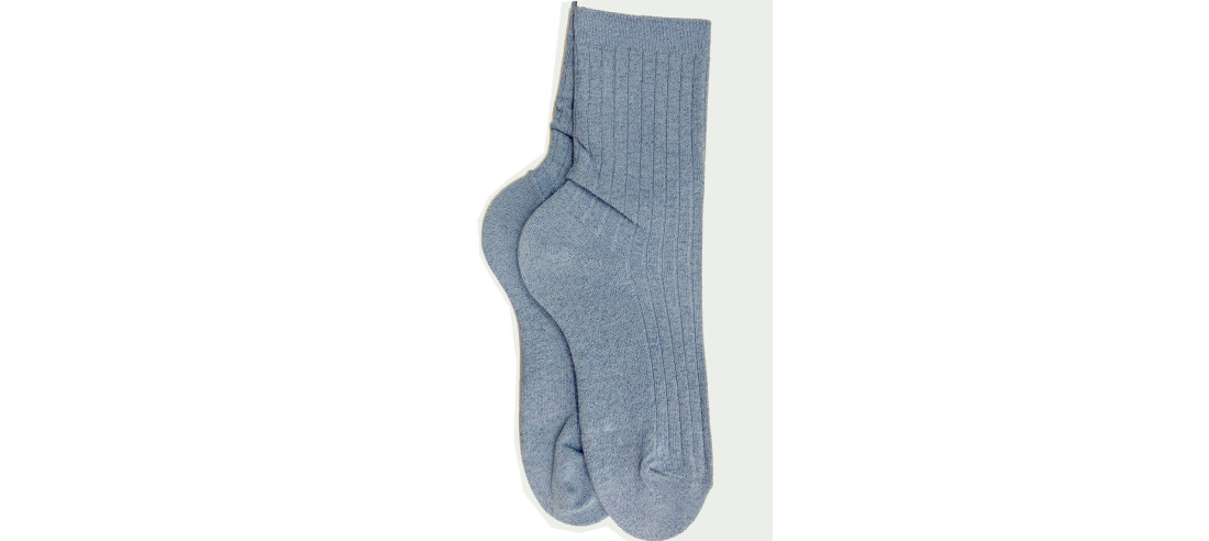Chaussettes-coton-lurex-cotes-chics-Bleu-ciel