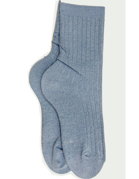 Chaussettes-coton-lurex-cotes-chics-Bleu-ciel