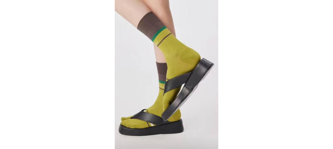 Chaussettes-coton-tabis-more-fun-Kiwi-vert-profil