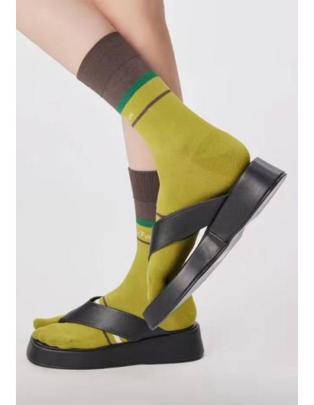 Chaussettes-coton-tabis-more-fun-Kiwi-vert-profil