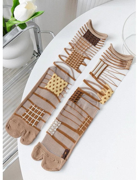 Chaussettes Crystal Tabis Patchwork couture corde