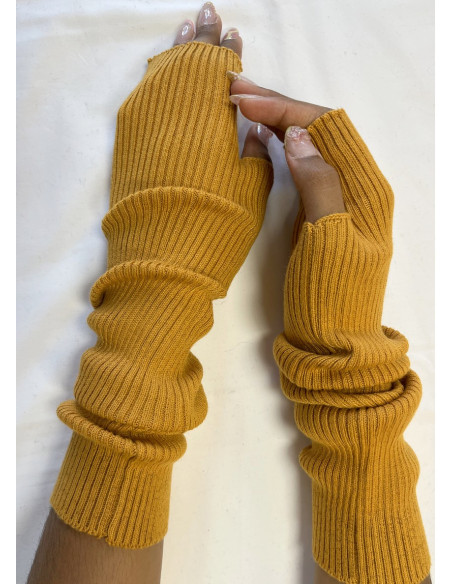 mitaines-longue-cotes-coton-cachemire-moutarde-détail