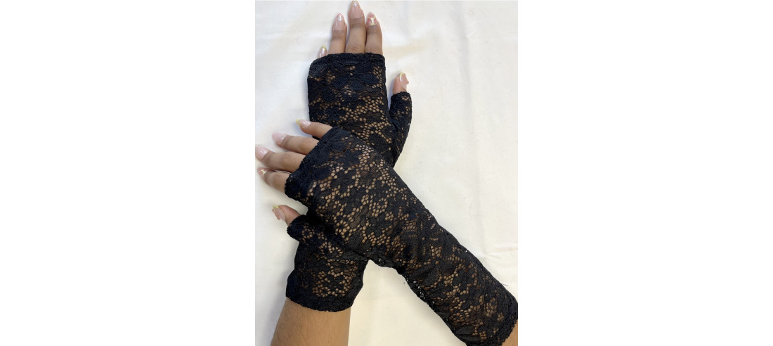 Mitaines Dentelle Œillets Noir