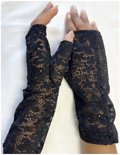 Mitaines Dentelle Œillets Noir 2