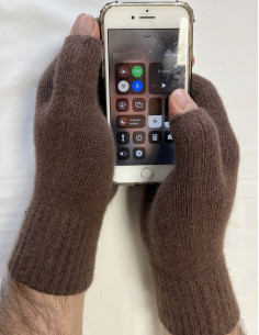 Mitaines-5-Doigts-Mixtes-laine-angora-marron 2