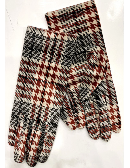 Gants Caprices velours imprimé Harrowsquare beige
