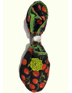 Chaussons-Les-Petits-Caprices-velours-Cherry-vert-détail 2