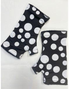 Mitaines imprimé noires  pois blancs doublée Polaire