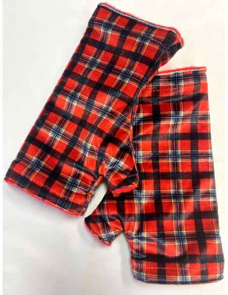 Mitaines-reversible-Lpc-Doublé-polaire-tartan-Rouge