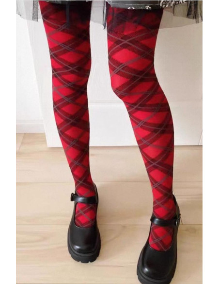 collant-argyle-tendance-Ecossais-rouge
