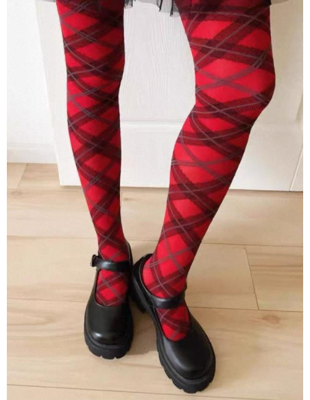 collant-argyle-tendance-Ecossais-rouge-profil