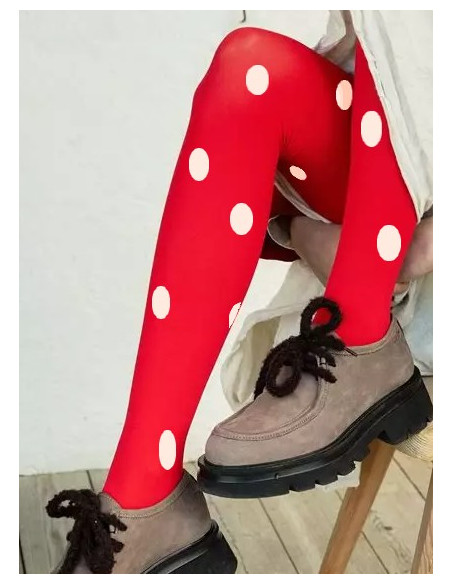 Collant-sakura-voilà-rouge-pois-blancs-détail-profil