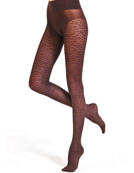 Collant-fauvePhiplipp-matignon-Effet-leopard-marron-profil