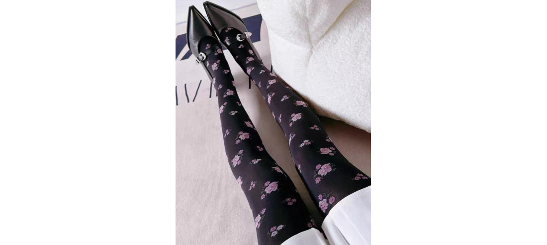 COLLANT-violette-fleuri-long
