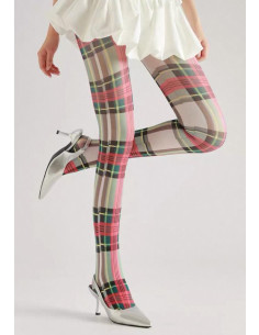 Collant-opaque-ecossais-gris-rose