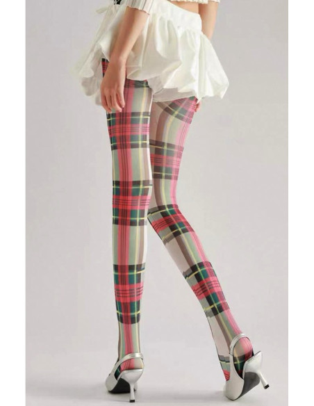 Collant-opaque-ecossais-gris-rose-dos