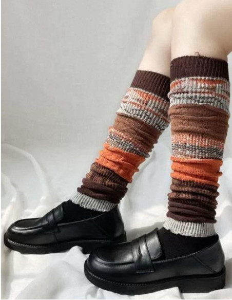 GUETRES-COTON-PATCHWORK--brun-gris-orange