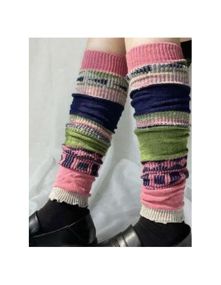 GUETRES-COTON-PATCHWORK-VERT-ROSE-MARINE-profil