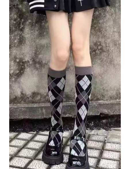 MI-BAS-COTON-ARGYLE-noir-gris-face