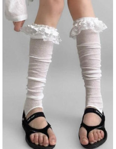 Guetres Chics fuseaux fines cotes dentelle et coton 2