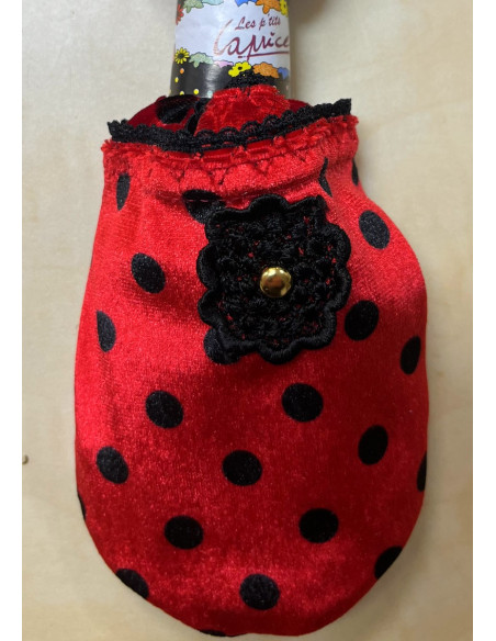 chausson-les-petits-caprices-velours-dots-rouge-noir-détail