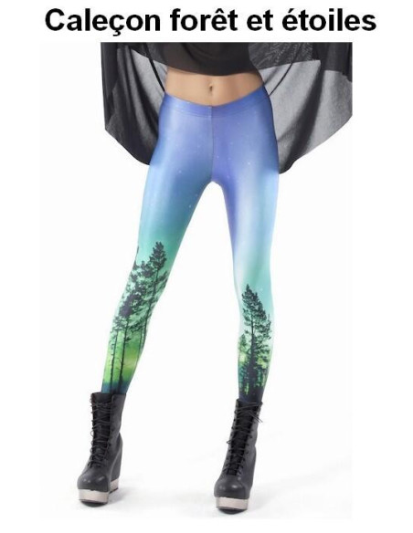 Caleçon lycra brillant forêt étoilée